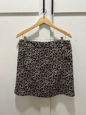 LOFT Leopard Print Mini Skirt - Black on Beige